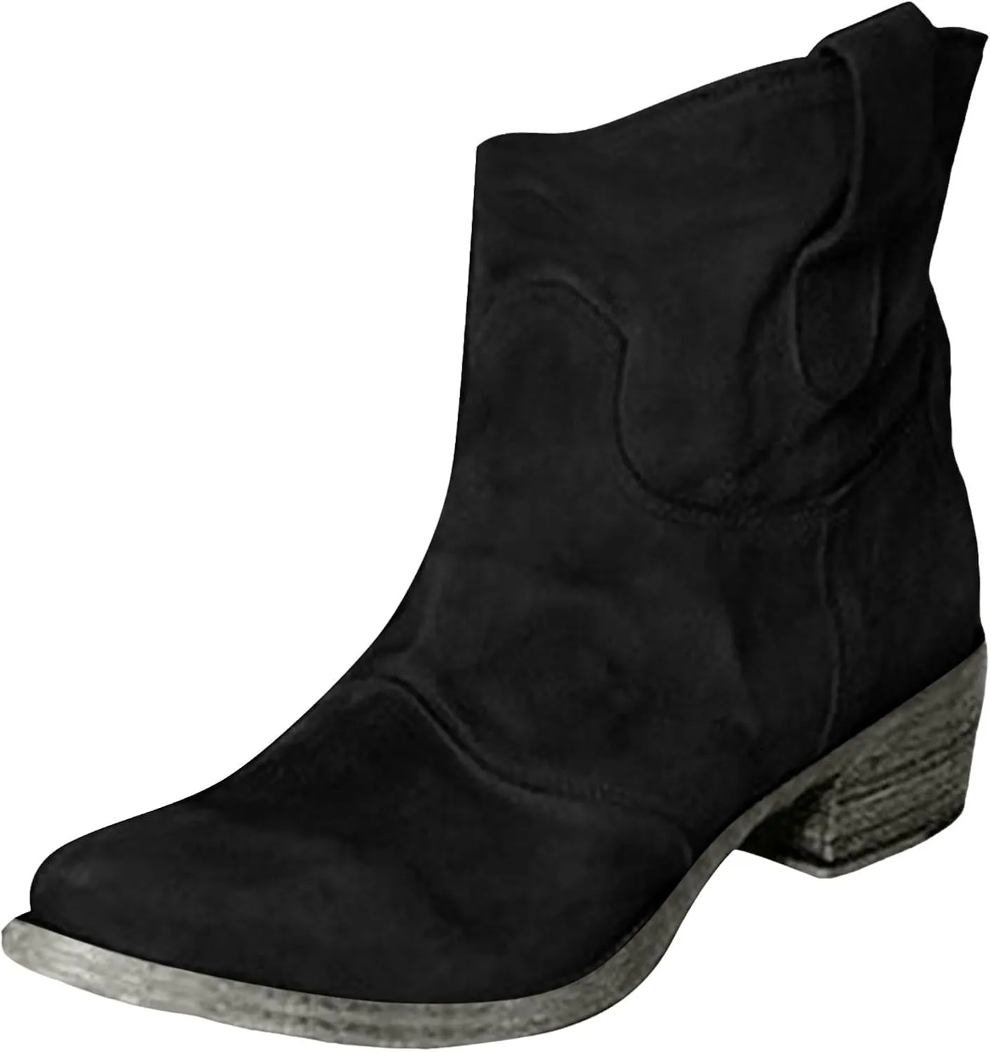 Ankle Boots for Women, Lace Up Platform Cowboy Boots Chunky Low Heel Suede Mid Calf Zip Ankle Boots Winter Booties