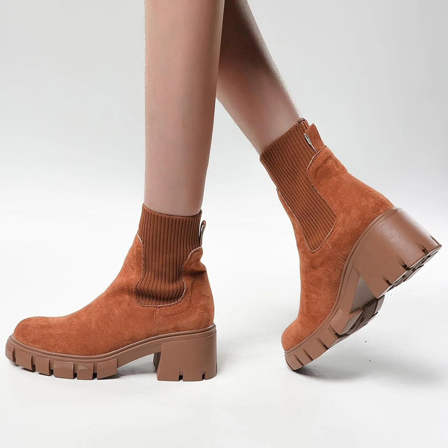 Ankle Boots for Women, Women's Casual Ankle High Chunky Heels Platform Military Booties Combat Boots Chunky Booties