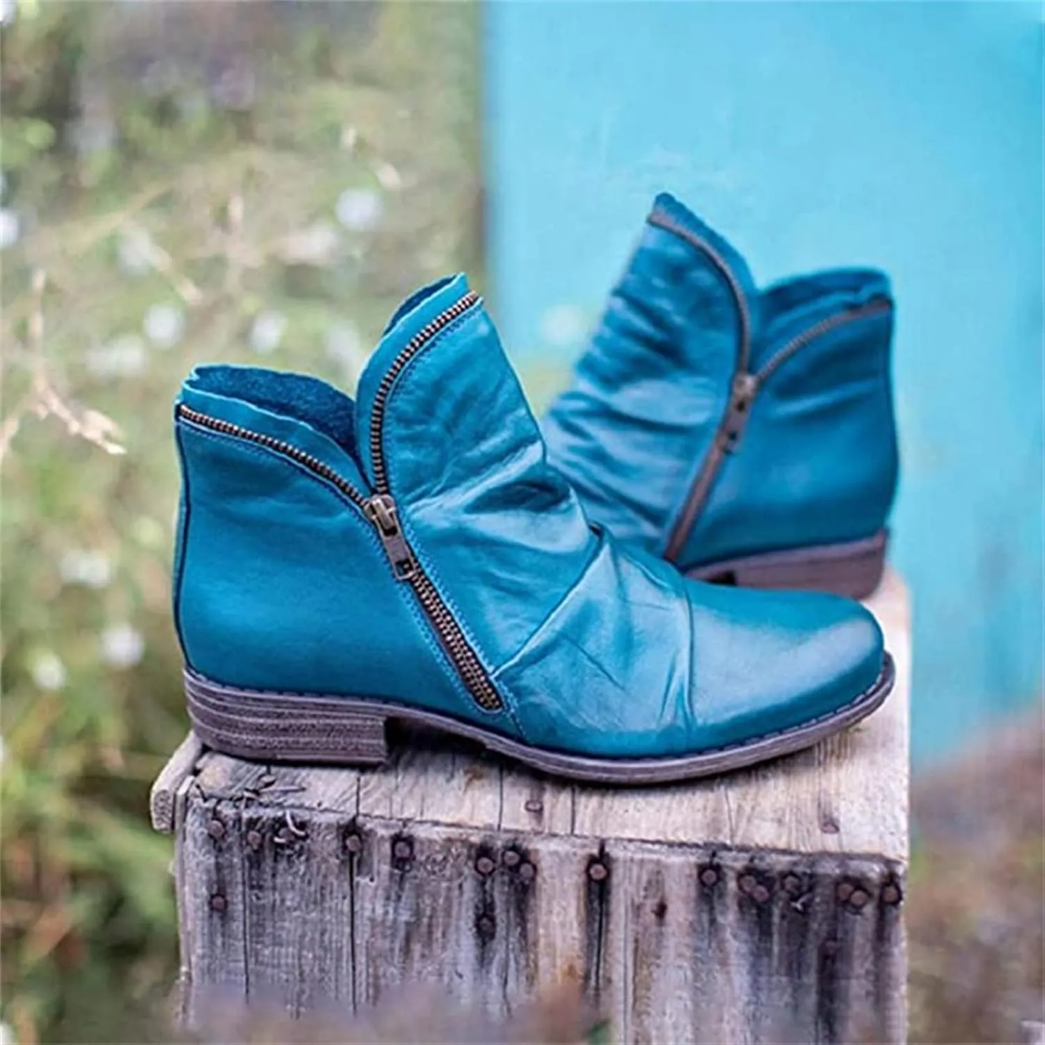 Boots For Women No Heel Cowboy Boots Western Fashion Ankle Cowgirl Boots Combat Short Booties High Top Walking Shoes