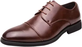 Casual Office Shoes for Men Men's Leather Brogue Oxford Shoes with Adjustable Laces Casual Thick Sole Business Shoes New Business Shoes Formal Work Shoes Men Gifts