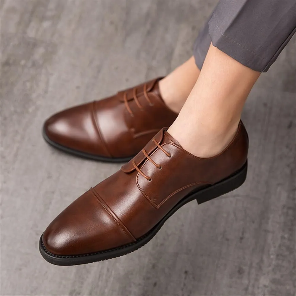 Casual Office Shoes for Men Men's Leather Brogue Oxford Shoes with Adjustable Laces Casual Thick Sole Business Shoes New Business Shoes Formal Work Shoes Men Gifts