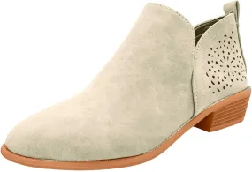 Cathalem Ankle Boots for Wome V Cutout Ankle Boots Pointed Toe Chunky Stacked Heel Booties Western Boots Low Heel Boots