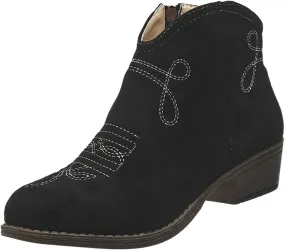 Cowboy Boots for Women Low Heel with Side Zippers Western Durable Cowgirl Boots Comfortable Women's Ankle Boots Booties