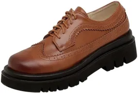 Elbslutt Oxford Shoes for Women Platform Oxfords for Women Chunky Heel Lace-Up Vintage Wingtips Round Toe Patent Leather Brogues Casual Oxfords Loafers for Girls Ladies Women