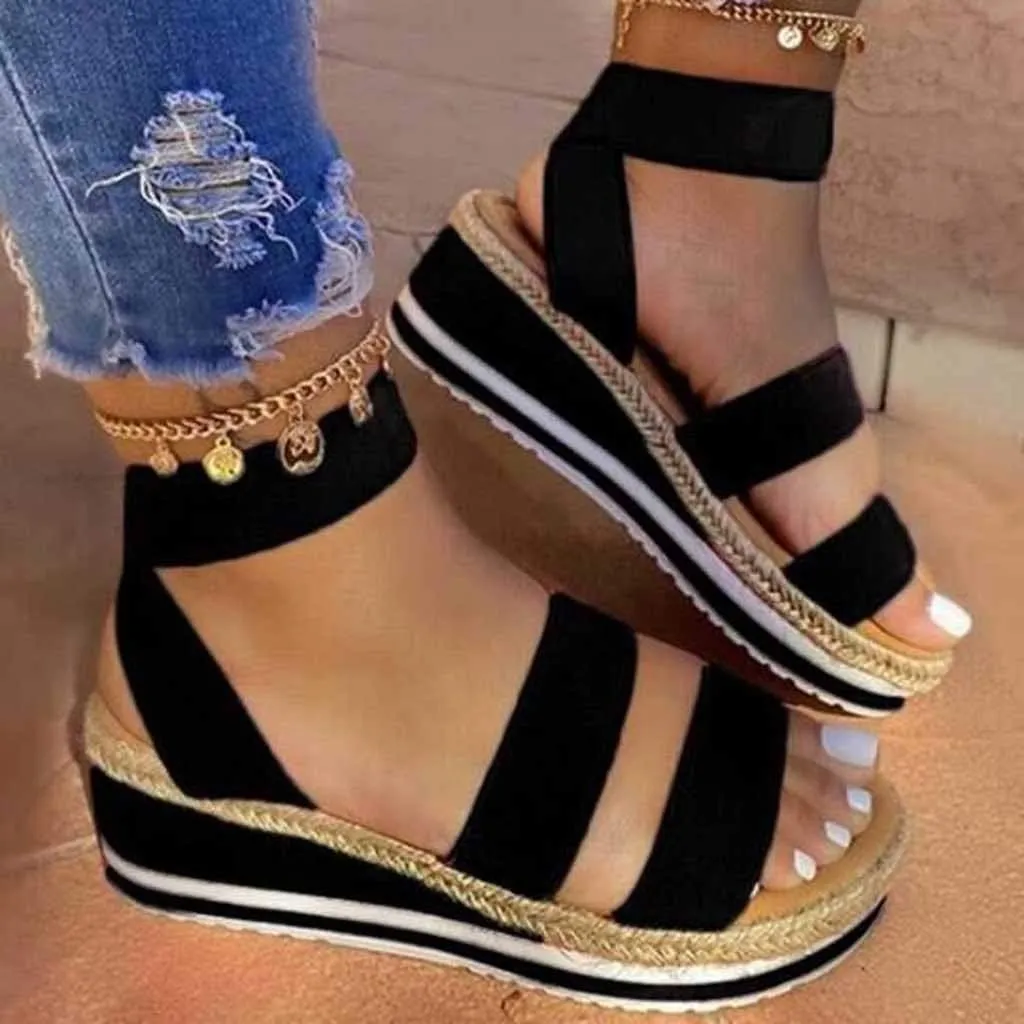 Espadrilles Wedges Sandals for Women Classic Ankle Strap Wedge Heels Sandal Orthopedic Hiking Sandals