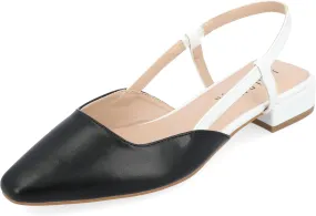 Journee Collection Womens Paislee Faux Leather Square Toe Slingbacks