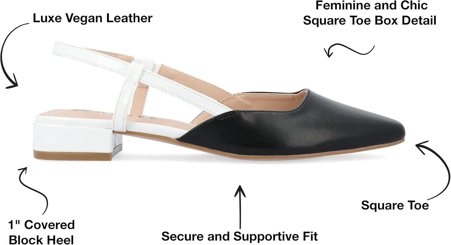 Journee Collection Womens Paislee Faux Leather Square Toe Slingbacks
