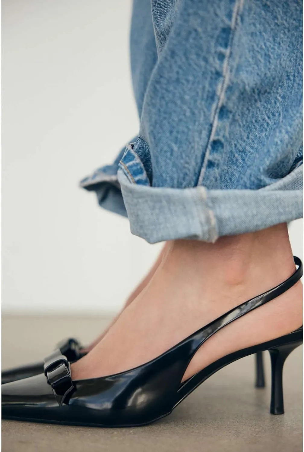 Kluolandi Women's Bow Knot Slingback Heels Sexy Closed Toe Slingbacks Kitten Heel Pumps Stilettos Dressy Summer Shoes