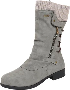 Ladmiple Boots For Women Ankle Booties Low Heel Cowboy Boots Mid Calf Cowgirl Dress Shoes Zipper Fashion Riding Biker Boots