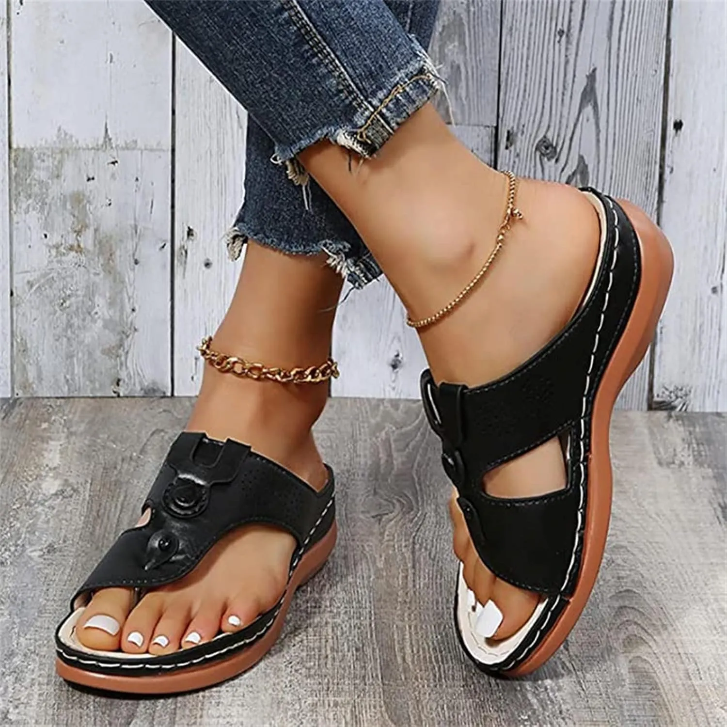 Lausiuoe Flip Flops For Women With Arch Support Wide Width Orthotic Slides Slippers Dressy Summer Orthopedic Sandals