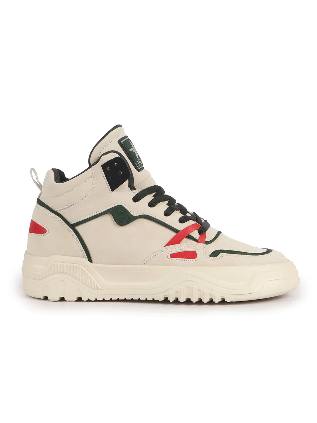Men Green Colorblocked High Top Feather Lite Lace Up Sneakers|High Ankle Sneaker Shoes|Chunky Lace Up Casual Shoes