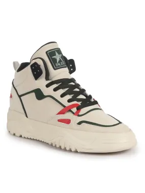 Men Green Colorblocked High Top Feather Lite Lace Up Sneakers|High Ankle Sneaker Shoes|Chunky Lace Up Casual Shoes
