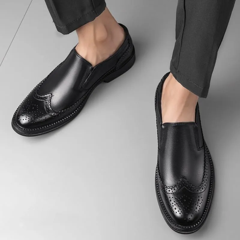 Men Oxford Leather Fashion Dress Shoes Men's Prom Wedding Breathable Shoes Slip-On Comfort Soft Sneakers Business Casual Shoe