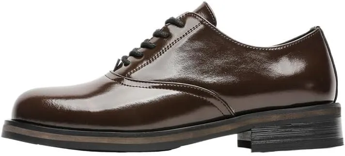 Men's Genuine Leather Hand Stitched Dress Oxfords Fashion Plain Toe Lace up Low Top Formal Business Office Derby Shoes