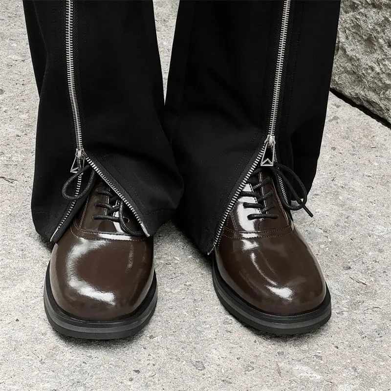 Men's Genuine Leather Hand Stitched Dress Oxfords Fashion Plain Toe Lace up Low Top Formal Business Office Derby Shoes