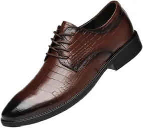 Men's Genuine Leather Slip-On Oxford Dress Shoes - Non-Slip Business Derby Shoes for Formal Occasions