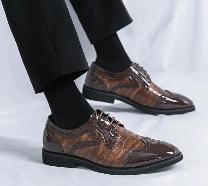 Men's Oxford Shoes Business Formal Fashion Mens Derby Shoes Casual Lace-up Dress Shoes for Men(8)