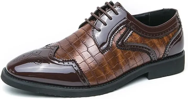 Men's Oxford Shoes Business Formal Fashion Mens Derby Shoes Casual Lace-up Dress Shoes for Men(8)