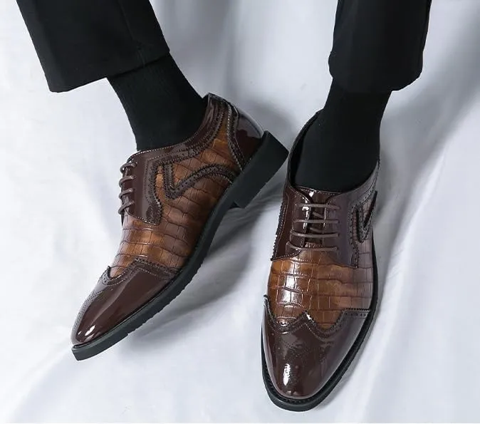 Men's Oxford Shoes Business Formal Fashion Mens Derby Shoes Casual Lace-up Dress Shoes for Men(8)