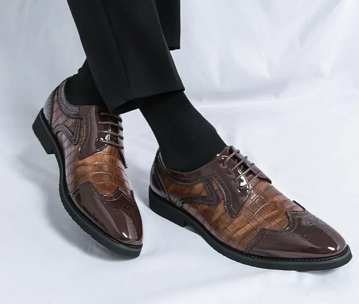 Men's Oxford Shoes Business Formal Fashion Mens Derby Shoes Casual Lace-up Dress Shoes for Men(8)
