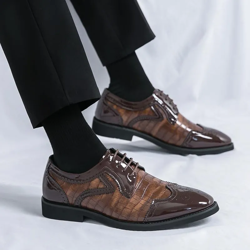 Men's Oxford Shoes Business Formal Fashion Mens Derby Shoes Casual Lace-up Dress Shoes for Men(8)