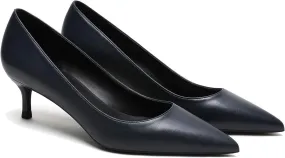 MOOMMO Kitten Heel Pumps Pointed Toe Satin Slip On 2 Inch Mid Heel Dress Shoes Classic Work Pumps for Office Ladies Wedding Bridal Party 4-13 M US