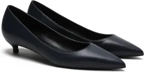 MOOMMO Low Kitten Heel Pumps for Women Pointed Toe Satin Dress Shoes Slip On 1 Inch Low Heel Work Pumps Comfy Basic Casual Office Evening Party Bridal Pump Shoes 4-13 M US