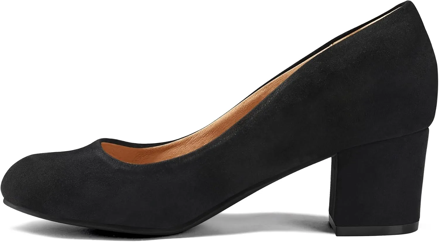 mysoft Women's Pumps Low Chunky Block Heel Round Toe Comfortable Dress Shoes