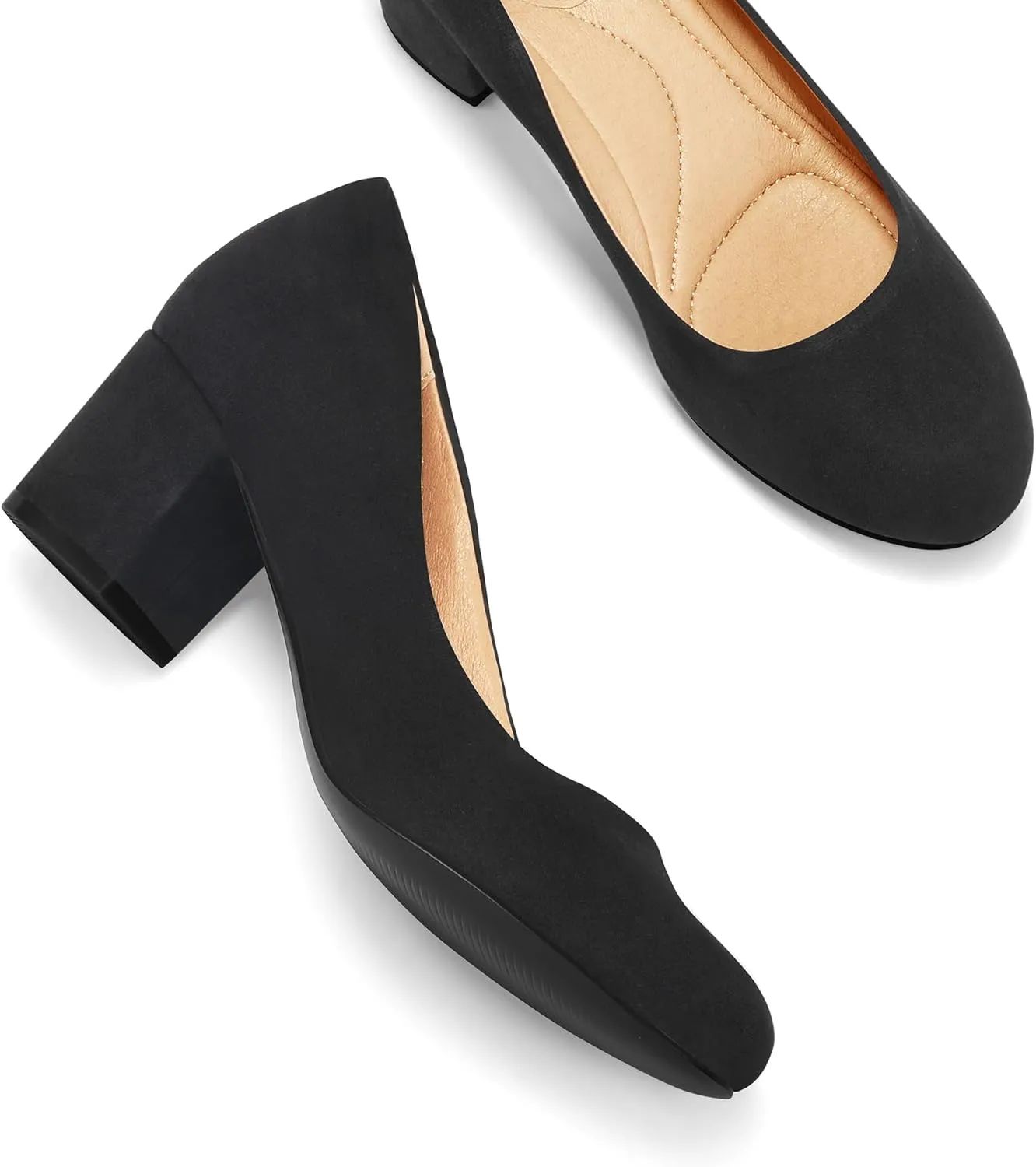mysoft Women's Pumps Low Chunky Block Heel Round Toe Comfortable Dress Shoes
