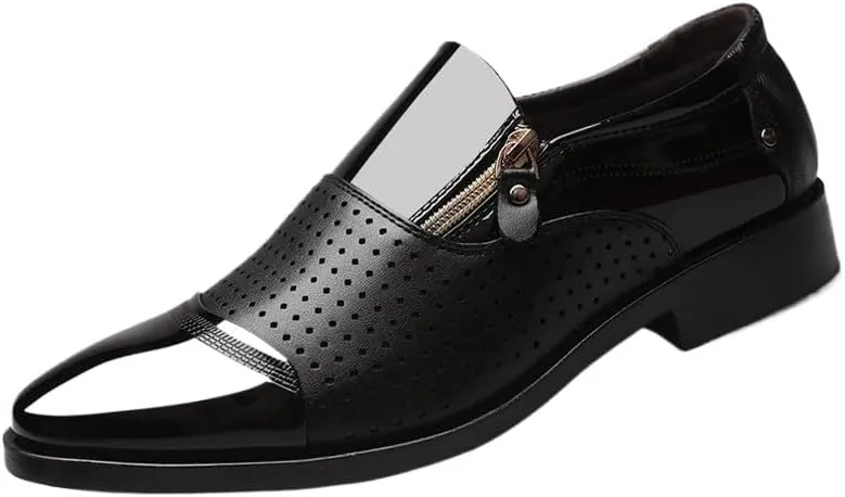 Oxford for Men Breathable Shoes Dress Hollow Leather Low Top Men's Dress Oxford Shoes Classic Formal Business Shoes Wedding for Men