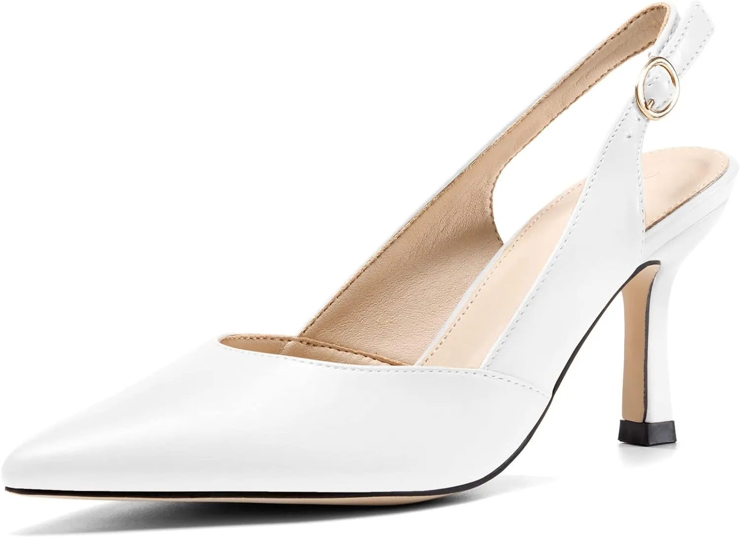 Rilista Women's Slingback Kitten Heels Closed Pointed Toe Wedding Party Dress Pumps Shoes
