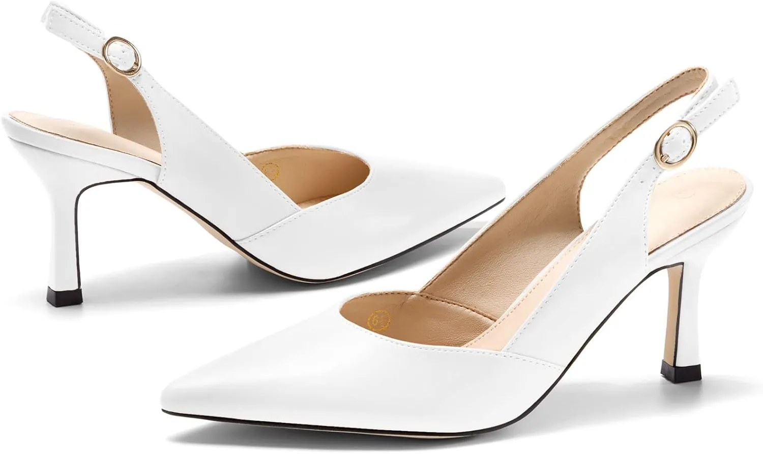 Rilista Women's Slingback Kitten Heels Closed Pointed Toe Wedding Party Dress Pumps Shoes