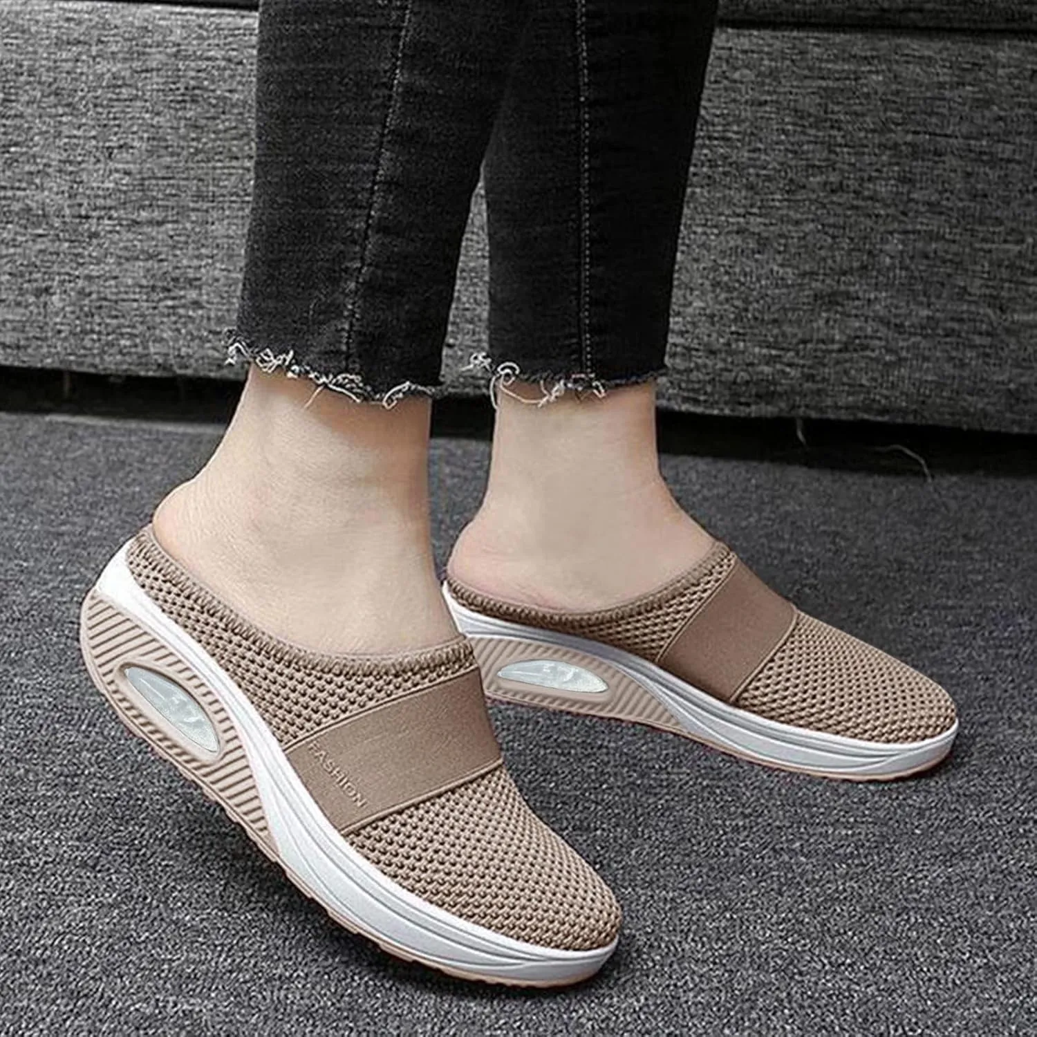 Slip-On with Arch Air Support Knit Walking Walking Shoes Outdoor Cushion Orthopedic Comfort Casual Women's