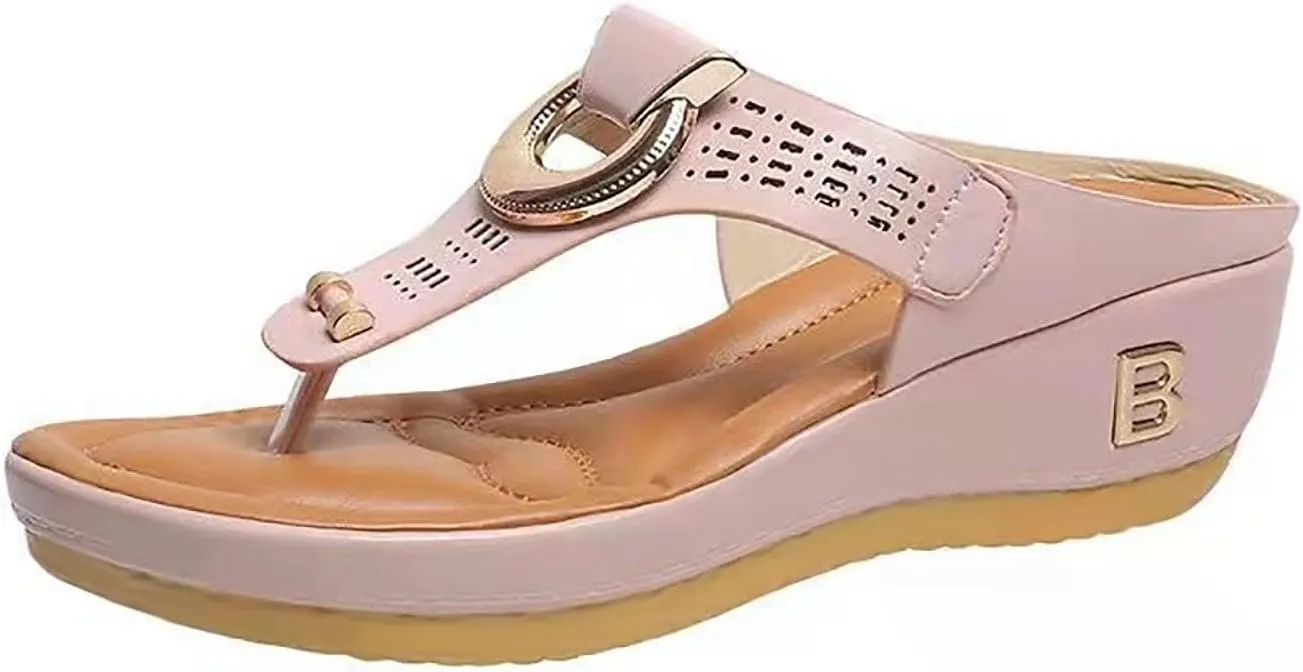 Women Shoes Comfortable Thick Sole Soft Wedge Sandals Fashionable Corrective Slip on Wedge Sandals for Women Size 9