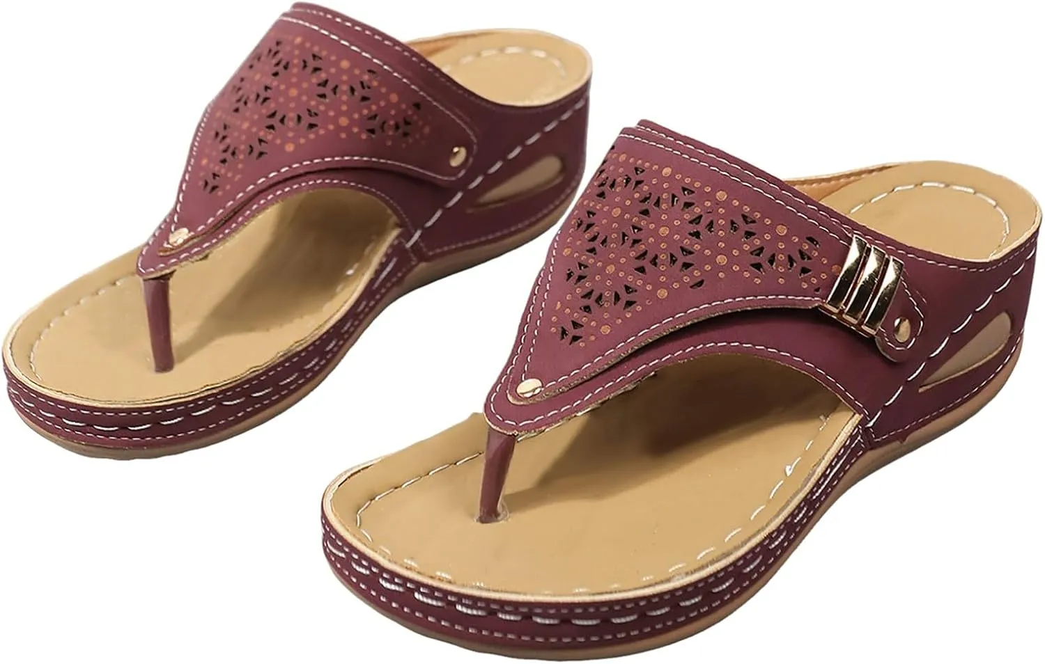 Women Shoes Wedge Heel Platform Sandals Stylish Correctable Bohemian Beach Comfortable Womens Sandals with Arch Support