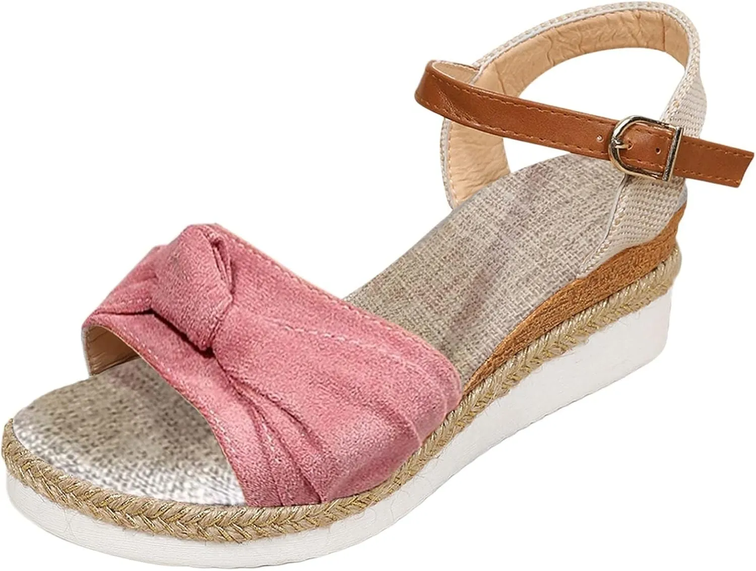 Womens Comfortable Sandals Summer Orthopedic Slides Wedge Platform Sandals Fashion Open Toe Strappy Ankle Strap Metal Buckle Shoes Slingback Casual Summer Beach Sandal