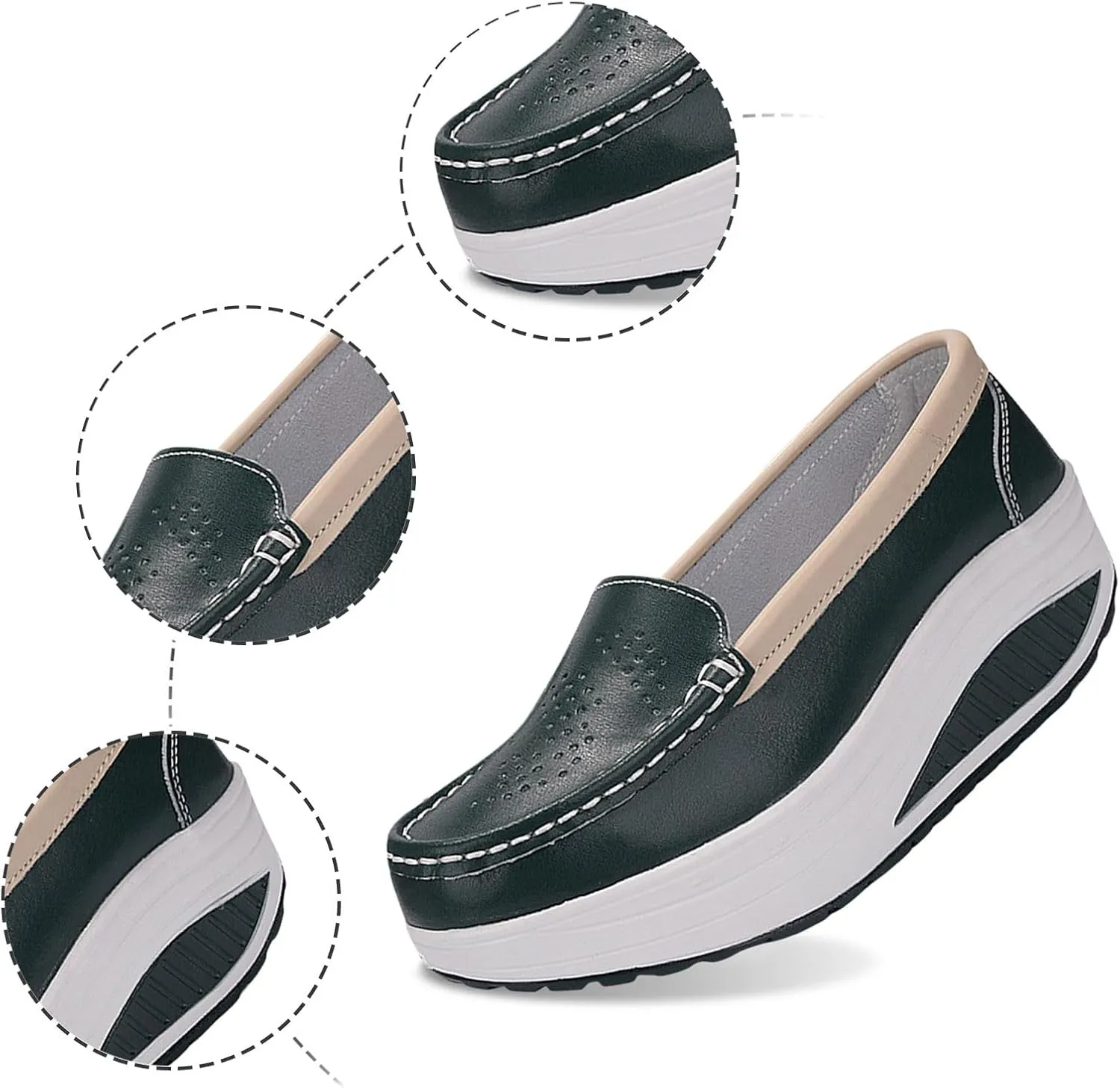 Women's Fashion Casual Solid Slip On Wedges Thick Bottom Platforms Work Shoes Water Aerobics Shoes Men