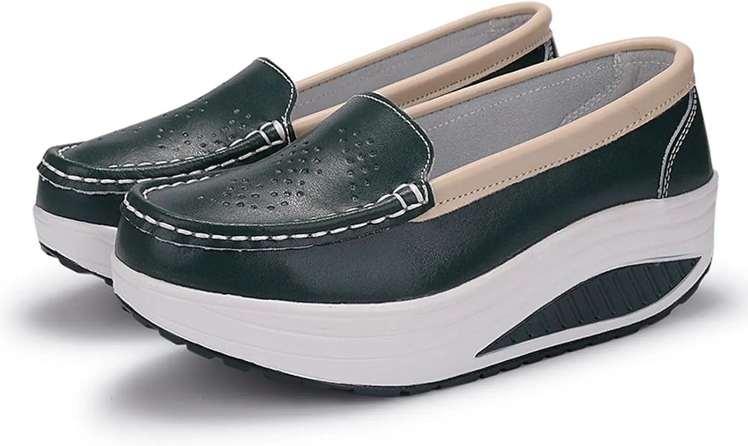 Women's Fashion Casual Solid Slip On Wedges Thick Bottom Platforms Work Shoes Water Aerobics Shoes Men