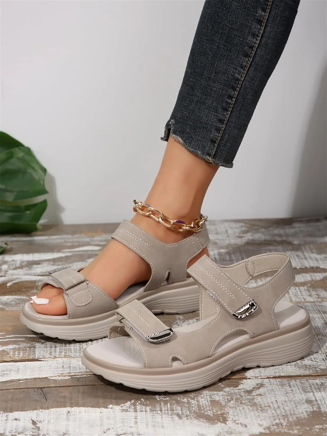 Women's Hiking Sandal Sport Sandal Comfortable Walking Sandals Air Cushion Sport Slingback Elastic Band Beach Vacation Casual Platform Shoes