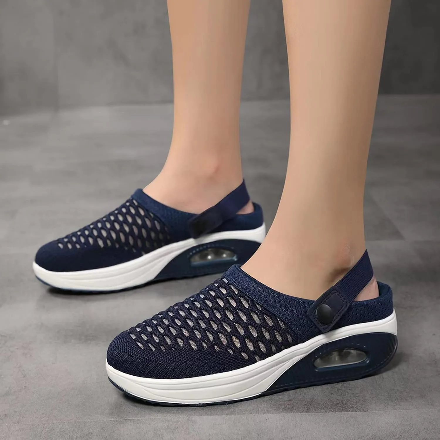 Women's Sport Sandals Mesh Walking Mules Lightweight Backless Sneakers Breathable Platform Flats Sneakers Anti-Skid Shoes