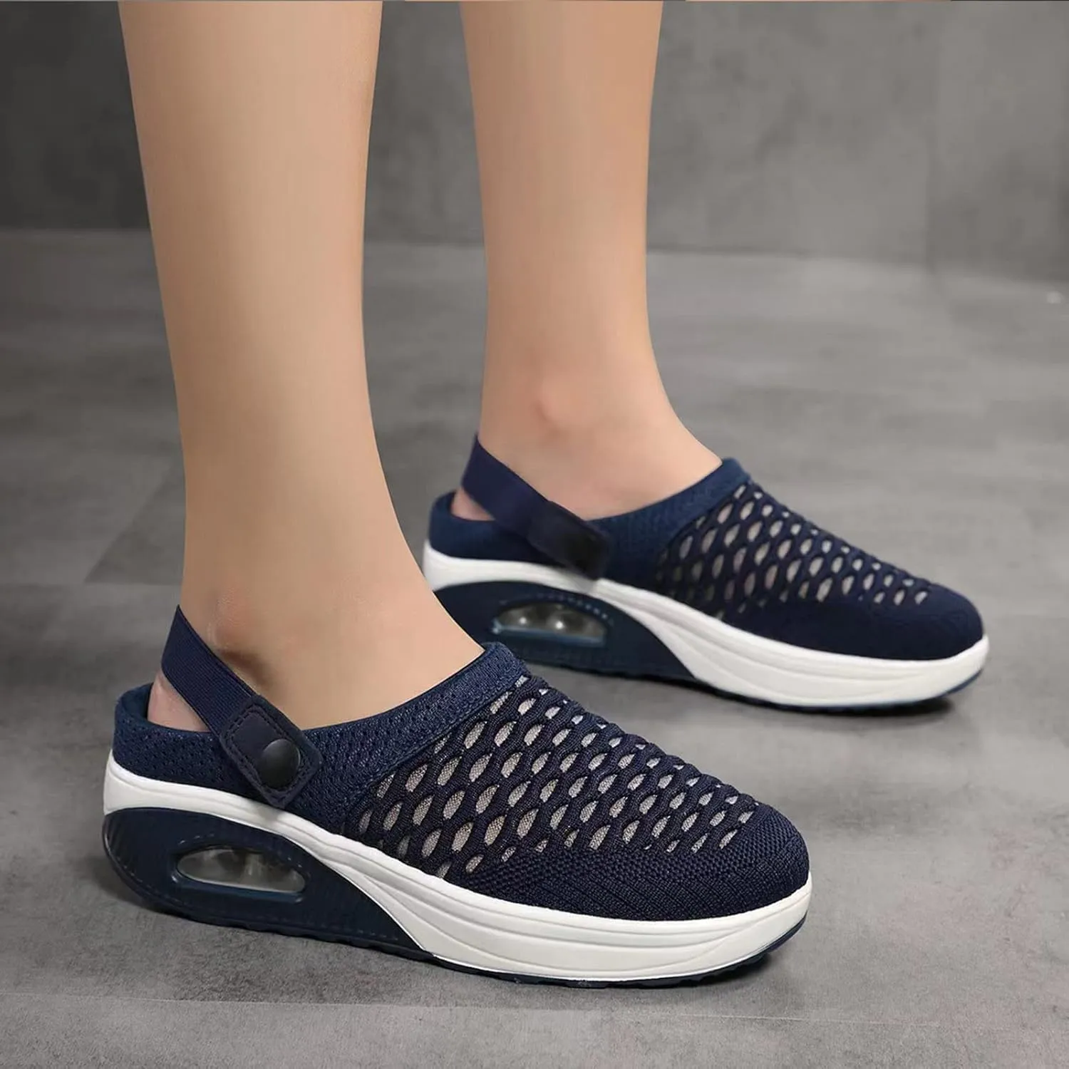 Women's Sport Sandals Mesh Walking Mules Lightweight Backless Sneakers Breathable Platform Flats Sneakers Anti-Skid Shoes