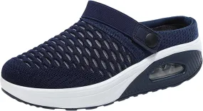 Women's Sport Sandals Mesh Walking Mules Lightweight Backless Sneakers Breathable Platform Flats Sneakers Anti-Skid Shoes