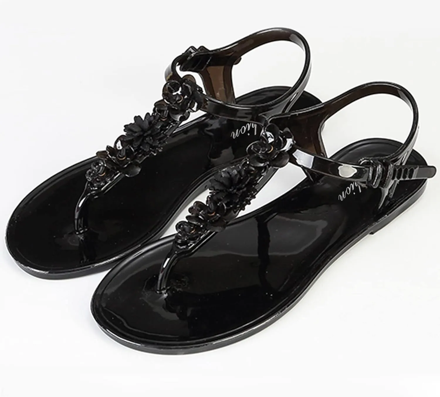 Women's Summer Fashion Flat Sandals Rhinestone Open Toe Slip on Casual Sandal Soft Soled Sandals for Women