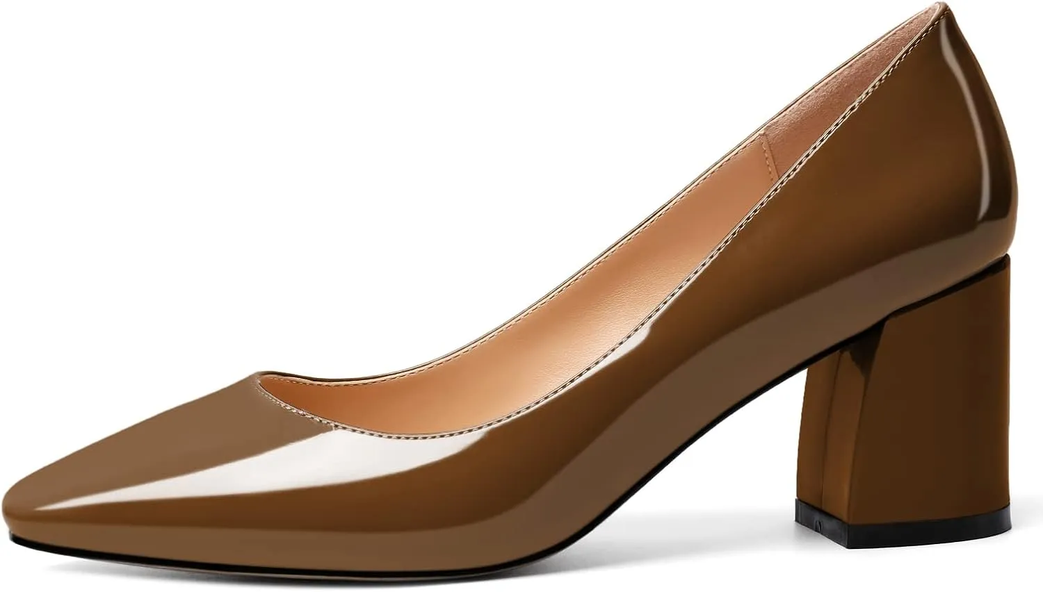 YODEKS Block Heel Slip-on Square Toe Low Chunky Heel Pumps Closed Toe Dress Shoes 2.5 Inch for Women Bride Wedding Evening Party