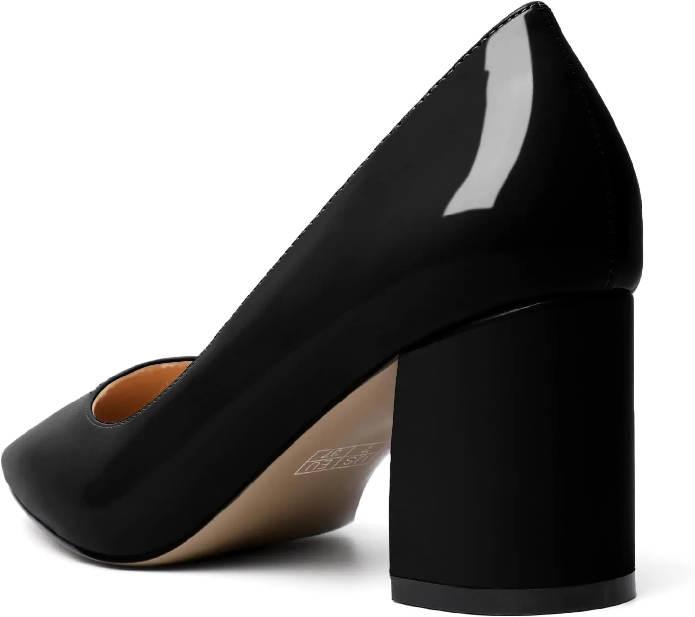 YODEKS Block Heel Slip-on Square Toe Low Chunky Heel Pumps Closed Toe Dress Shoes 2.5 Inch for Women Bride Wedding Evening Party